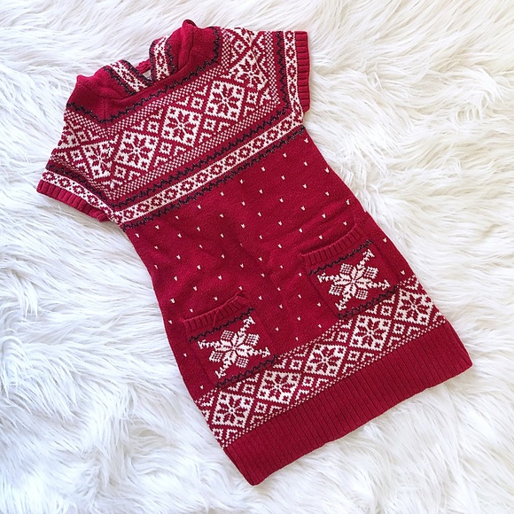 Savannah Other - Savannah Snowflake Pattern Hooded Sweater Dress 3T